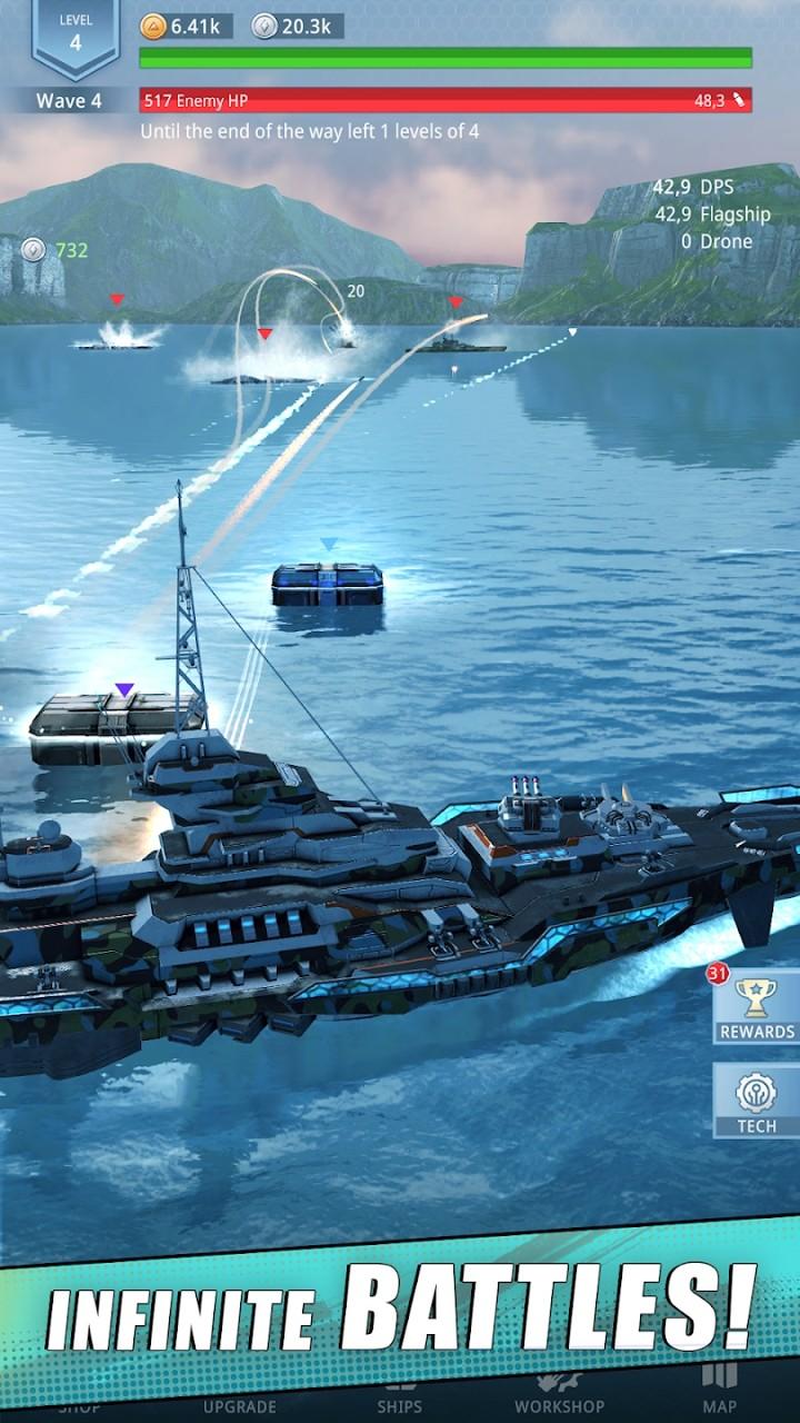 舰队战舰射击游戏安卓版（Idle Fleet Warship Shooter）